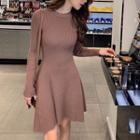 Mini A-line Ribbed Knit Dress