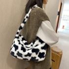 Cow Print Furry Shoulder Bag As Shown In Figure - One Size