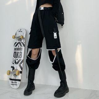 Detachable Drawstring Gathered Cuff Cargo Pants