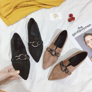Metal Chain Pointy-toe Flats