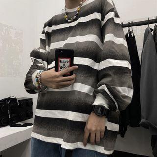 Long-sleeve Gradient Striped T-shirt