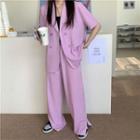 Short-sleeve Blazer / Wide-leg Dress Pants