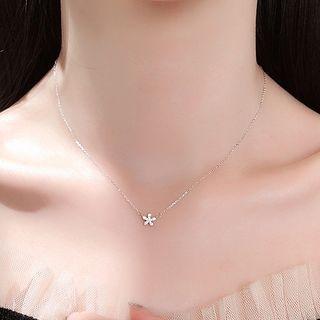 925 Sterling Silver Flower Pendant Necklace 925 Silver - As Shown In Figure - One Size