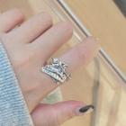 Leaf Sterling Silver Open Ring J1553 - 1 Pc - Silver - One Size