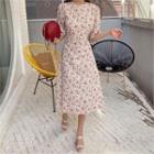 Floral A-line Midi Dress Cream - One Size