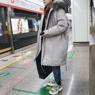 Loose-fit Faux Fur-trim Hooded Coat