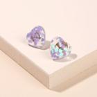Heart Ear Stud 1 Pair - Purple - One Size