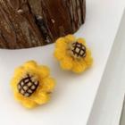 Floral Ear Stud 1 Pair - Yellow - One Size