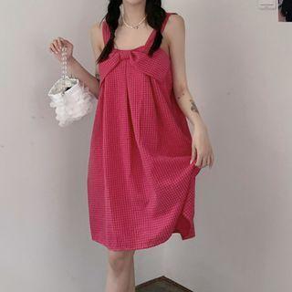 Spaghetti Strap Gingham Mini A-line Dress / T-shirt