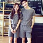 Couple Matching Set : Plain Short-sleeve T-shirt + Shorts
