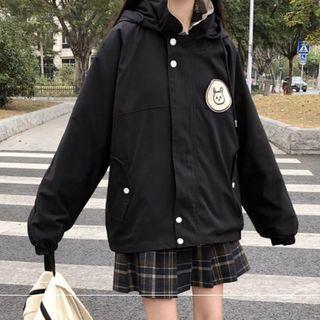 Rabbit Embroidery Hooded Jacket As Shown In Figure - One Size