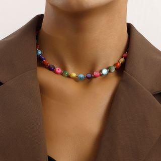 Rhinestone Bead Choker 1 Pc - Blue & Red & Green - One Size
