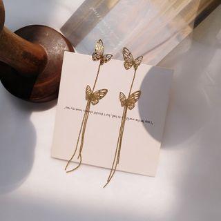 Alloy Butterfly Dangle Earring 1 Pair - S925 Silver - Long - One Size