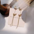 Alloy Butterfly Dangle Earring 1 Pair - S925 Silver - Long - One Size