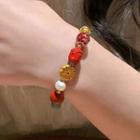 Faux Gemstone String Bracelet Orange - One Size