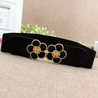 Flower Wide Belt Black - One Size