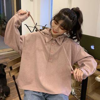 Buttoned Hoodie Pink - One Size