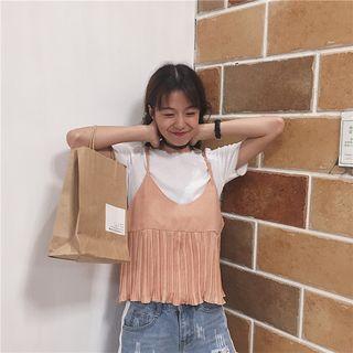 Plaid Pleated Hem Camisole Top