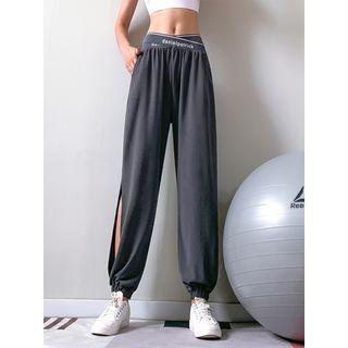 Lettering High-waist Cutout Sweatpants