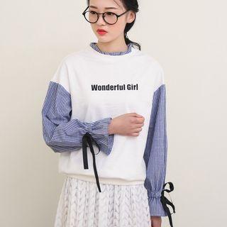 Striped Panel Mock Two Piece Blouse