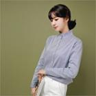 Frill-neck Stripe Shirt