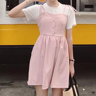 Gingham Tie-shoulder A-line Dress