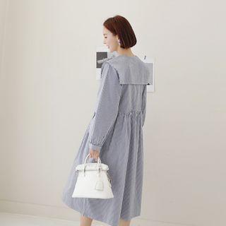 Sailor-collar Stripe Shirtdress