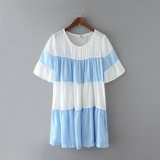 Short Sleeved Colour Block Dress