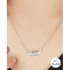 Rhinestone Swan-pendant Chain Silver Necklace