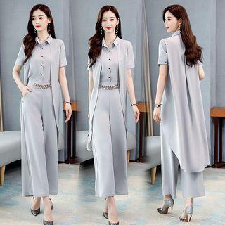 Set: Short-sleeve Long Jacket + Pants