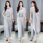 Set: Short-sleeve Long Jacket + Pants