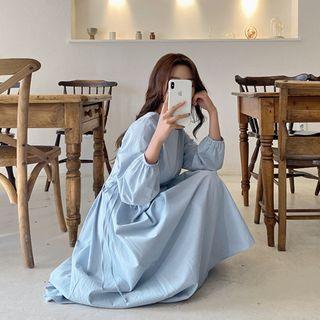 Two-way Tie-side Maxi Pleated Dress