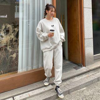 Set: Mickey Mouse Print Pullover + Jogger Pants