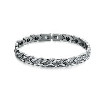 Fashion Elegant Geometric Texture Cubic Zirconia 316l Stainless Steel Bracelet Silver - One Size