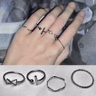Set Of 4: Alloy Ring / Open Ring (assorted Designs) Set Of 4 - 0562a - Ring - One Size