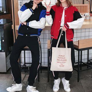 Couple Matching Color Block Baseball Jacket / Sweatpants