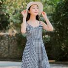 Strappy Gingham A-line Dress