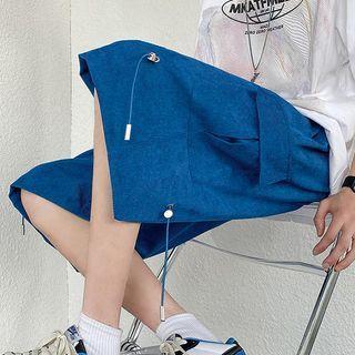 Corduroy Wide Leg Cargo Shorts