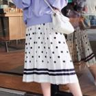 Polka Dot Accordion Pleat A-line Skirt