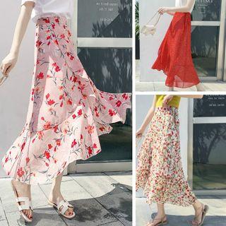 Patterned Chiffon A-line Midi Skirt (various Designs)