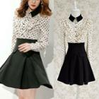 Heart Patterned Long-sleeve A-line Dress