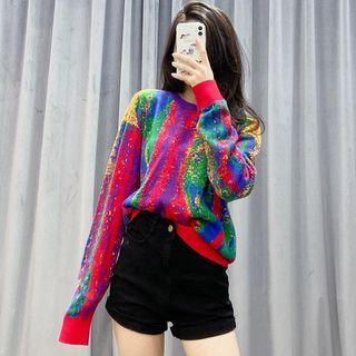 Patterned Sweater Red & Blue - One Size