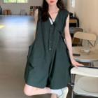 Sleeveless Henley Romper