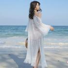 Fringed Long Lace Light Jacket White - One Size