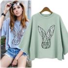 3/4-sleeve Rhinestone T-shirt