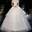Off-shoulder Sequined Wedding Ball Gown / Set