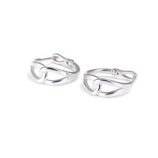 Criss Cross Sterling Silver Hoop Earring 1 Pair - Silver - One Size