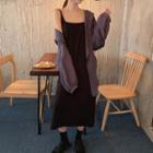 Hooded Long-sleeve Shirt / Sleeveless Knit Dress