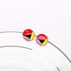 Glaze Disc Earring 1 Pair - Red & Black & Yellow - One Size