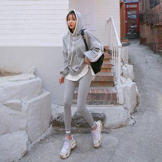 Athleisure Set: Contrast-trim Oversized Hoodie + Leggings